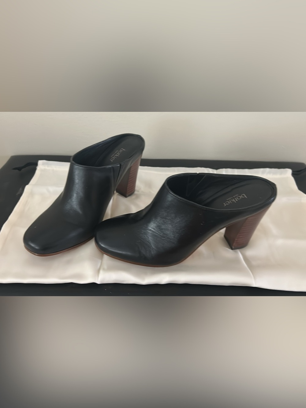 Black leather mules size 6